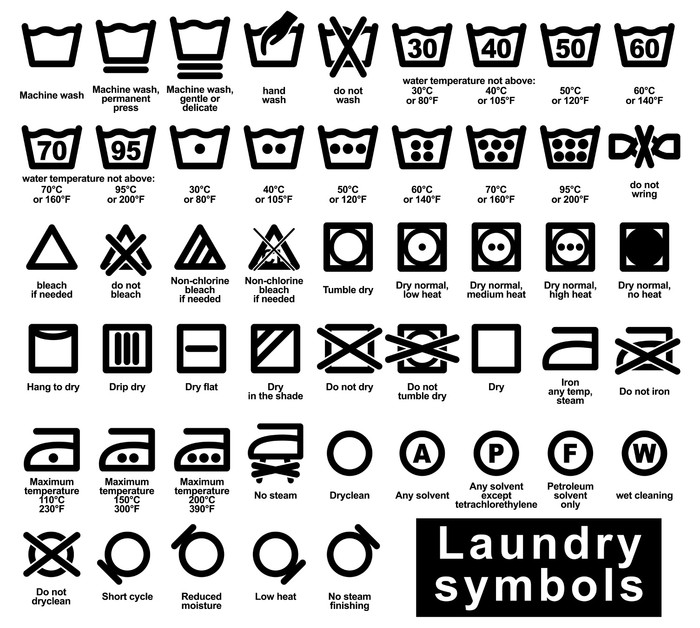 símbolos de lavandería profesional